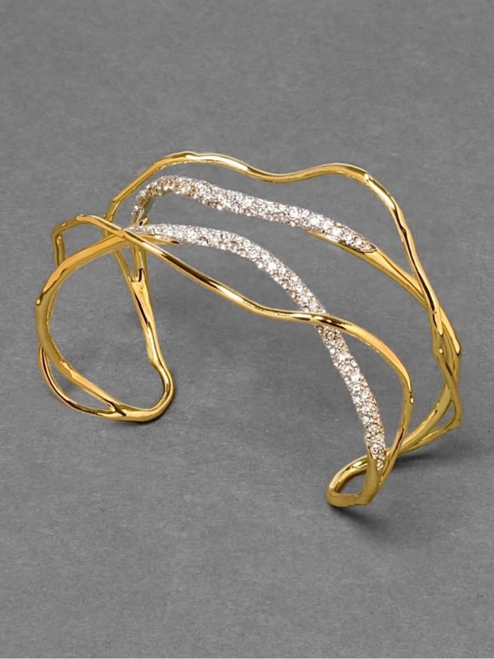 Alexis Bittar Solanales Gold Crystal Intertwined
Cuff Bracelet